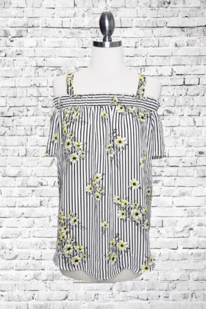 -C- Yellow Flower Top - Size Large