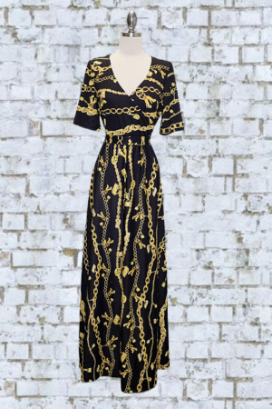 Black & Gold Chains Dress - Size Large