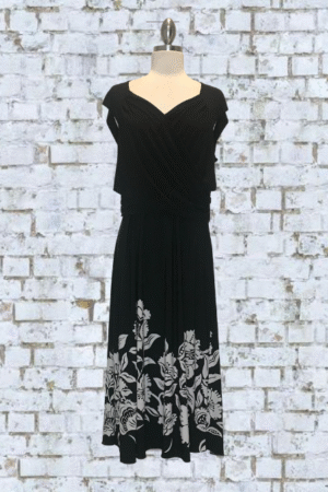 White House Black Market Black Floral Midi Dress – Size 14