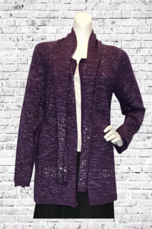 Susan Graver Style Sweater Cardigan + Scarf- 2-PC. Set - New - Size Medium