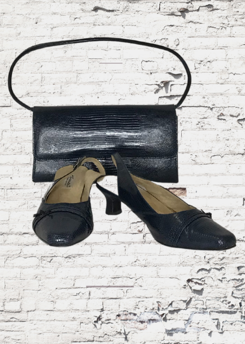 Usala Heels & Matching Handbag - 2-PC. Set - Size 40/US 9