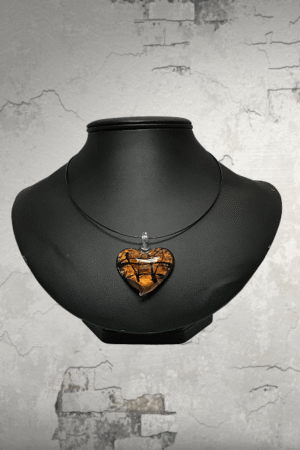 Copper & Black Glass Heart 18" Necklace - NEW
