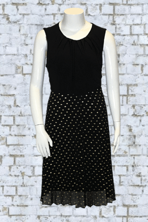 Lane Bryant Black & Gold Pleated Midi Dress Size 26/28