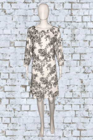 MSK Black & White Floral Textured Midi Dress – Size XL