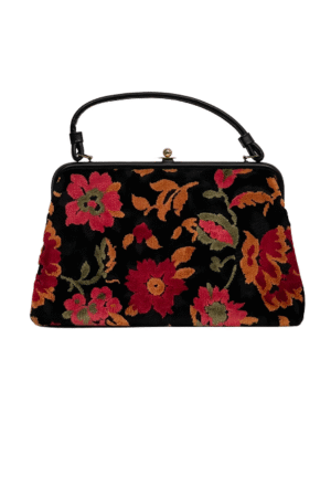 Vintage Brocade Floral Tapestry Handbag - Size Medium