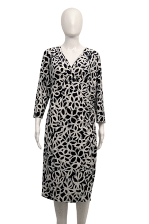Lauren Ralph Lauren Navy & White Floral Midi Dress – Size 16