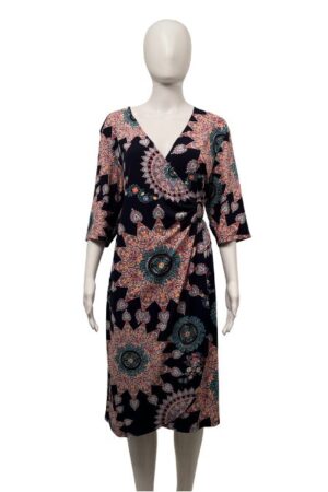 Connected Apparel Multicolor Jersey Wrap Midi Dress – NWT – Size 16