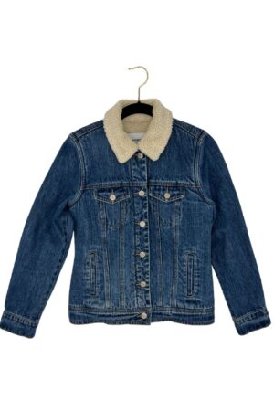 Old Navy Sherpa Collar Denim Jacket Blue Button Up Size XS
