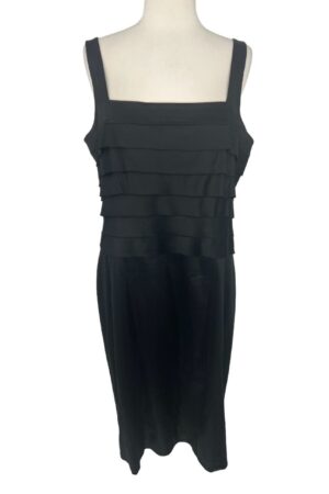Jones New York Layered Tank Midi Dress Black Straight Neck Size 16
