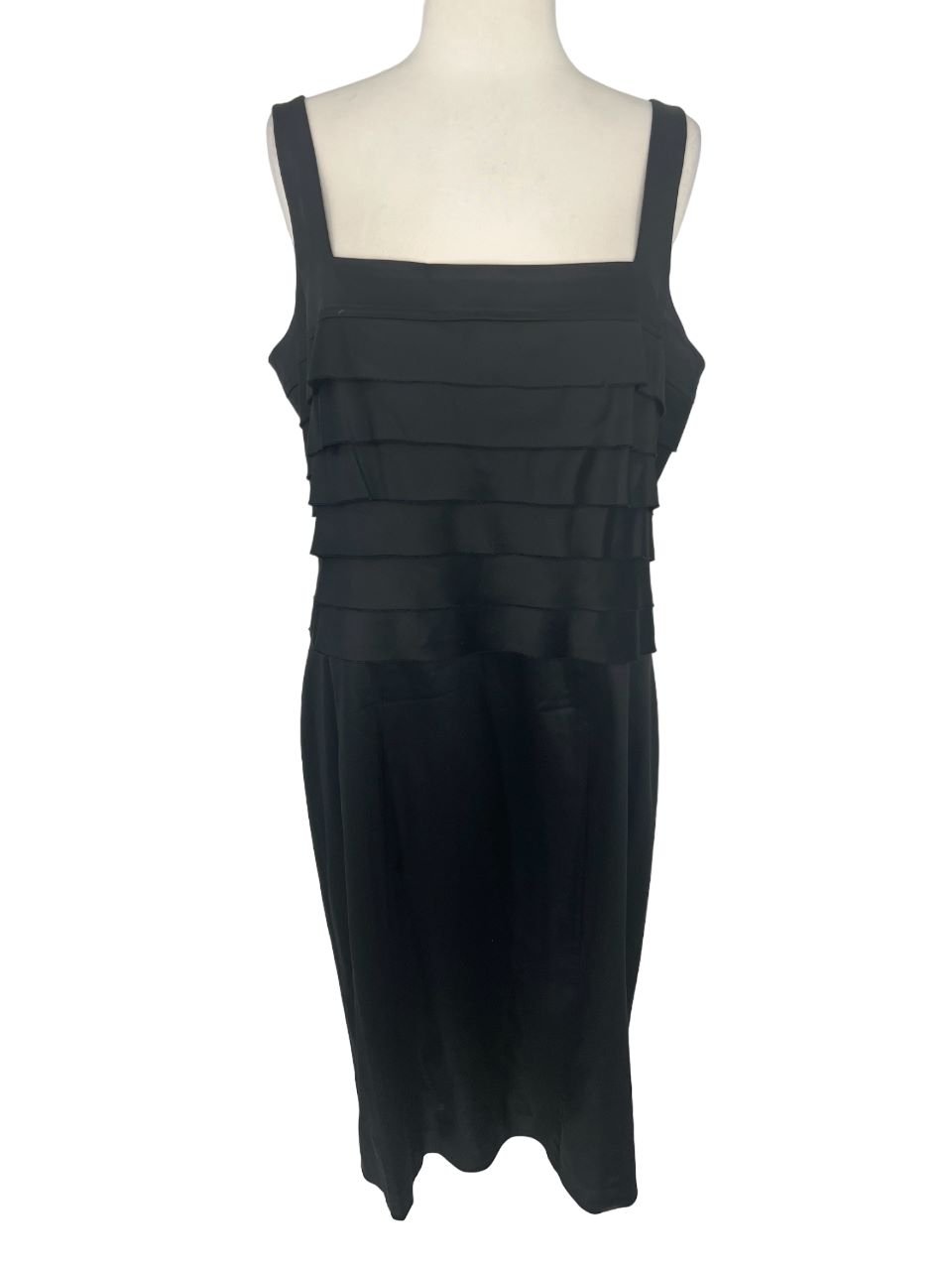 Jones New York Layered Tank Midi Dress Black Straight Neck Size 16