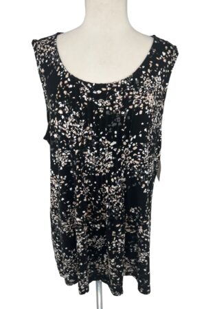 Croft & Barrow Black Confetti Print Sleeveless Top – NWT – Size XL
