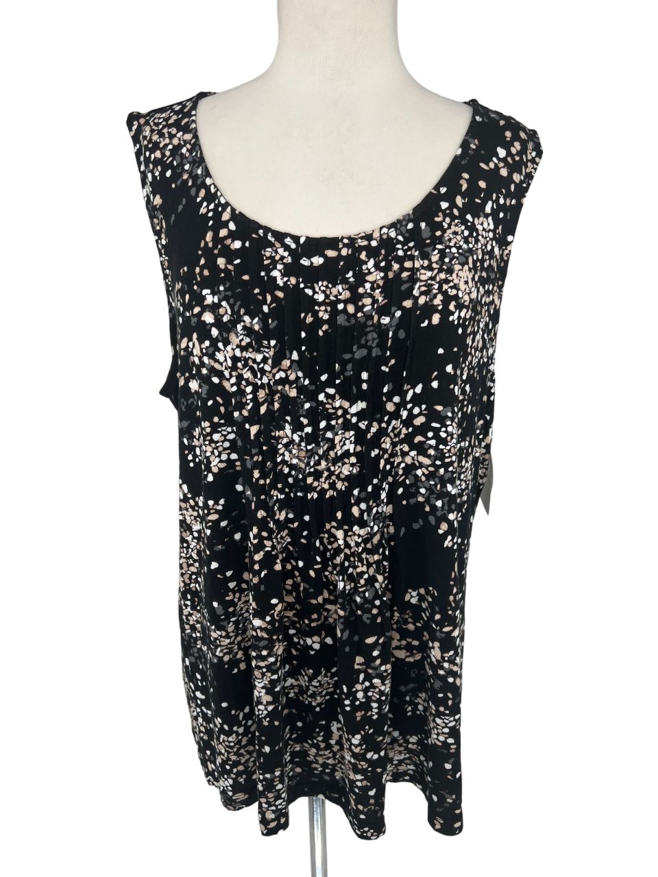 Croft & Barrow Black Confetti Print Sleeveless Top – NWT – Size XL