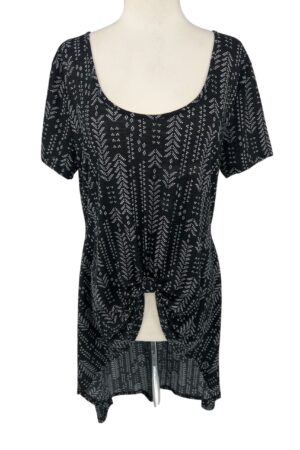 Liberty Love Black & White Geometric Knot Front High Low Dress Size XL