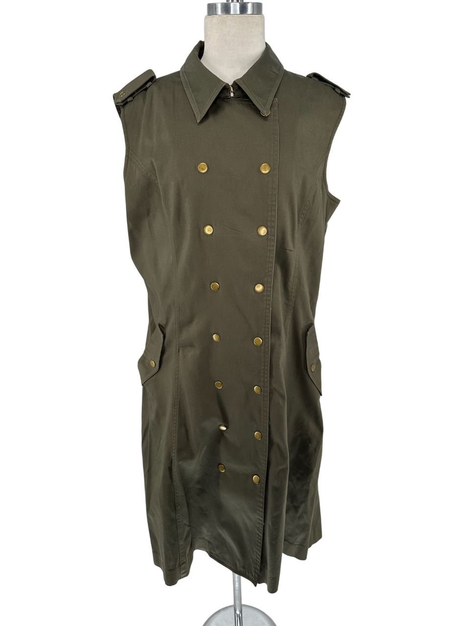Calvin Klein Sleeveless Utility Midi Dress – Forest Green – Size 14