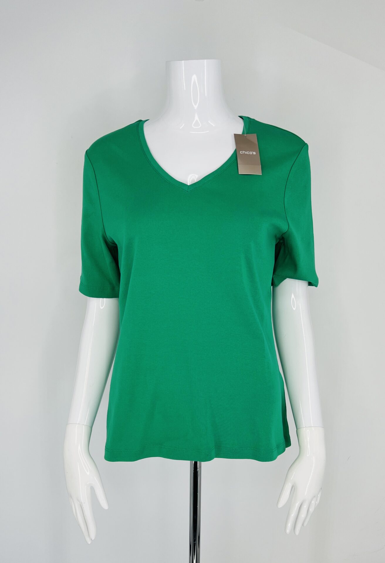 Chico’s Gemma Green V-Neck Top – NEW Size M