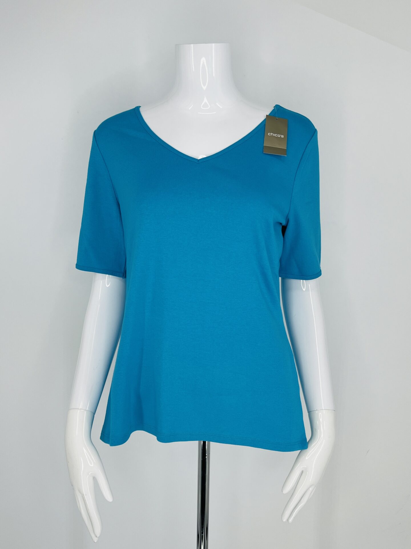 Chico’s Blue V-Neck Top – NEW Size M