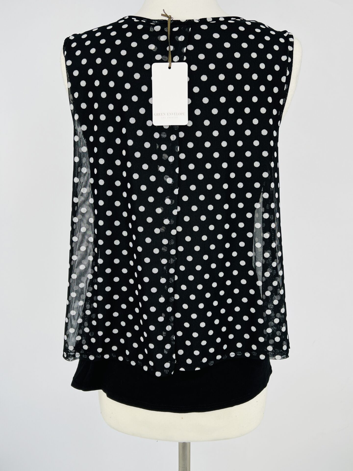 Green Envelope Sleeveless Polka Dot Top – Size S - NEW - Image 2