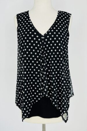 Green Envelope Sleeveless Polka Dot Top – Size S - NEW