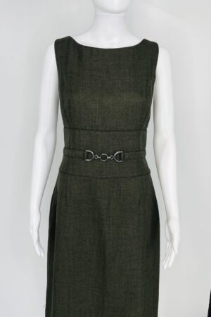 Antonio Melani Women’s Sleeveless Belted Sheath Dress – Olive Green – Size 10