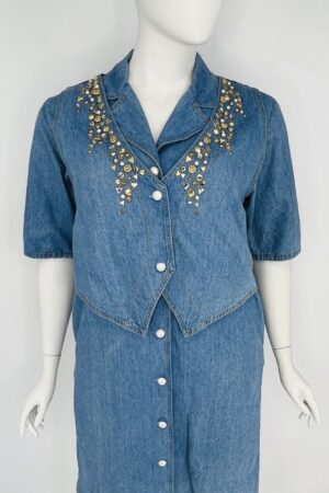 Monique Fashions Denim Dress with Attached Jacket – Size 14
