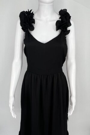 Lulus Black Ruffle Strap Midi Dress – Size S – NWT