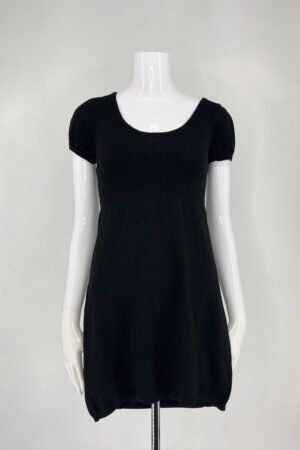 Liv Black Ribbed Short Sleeve Mini Dress – Size S
