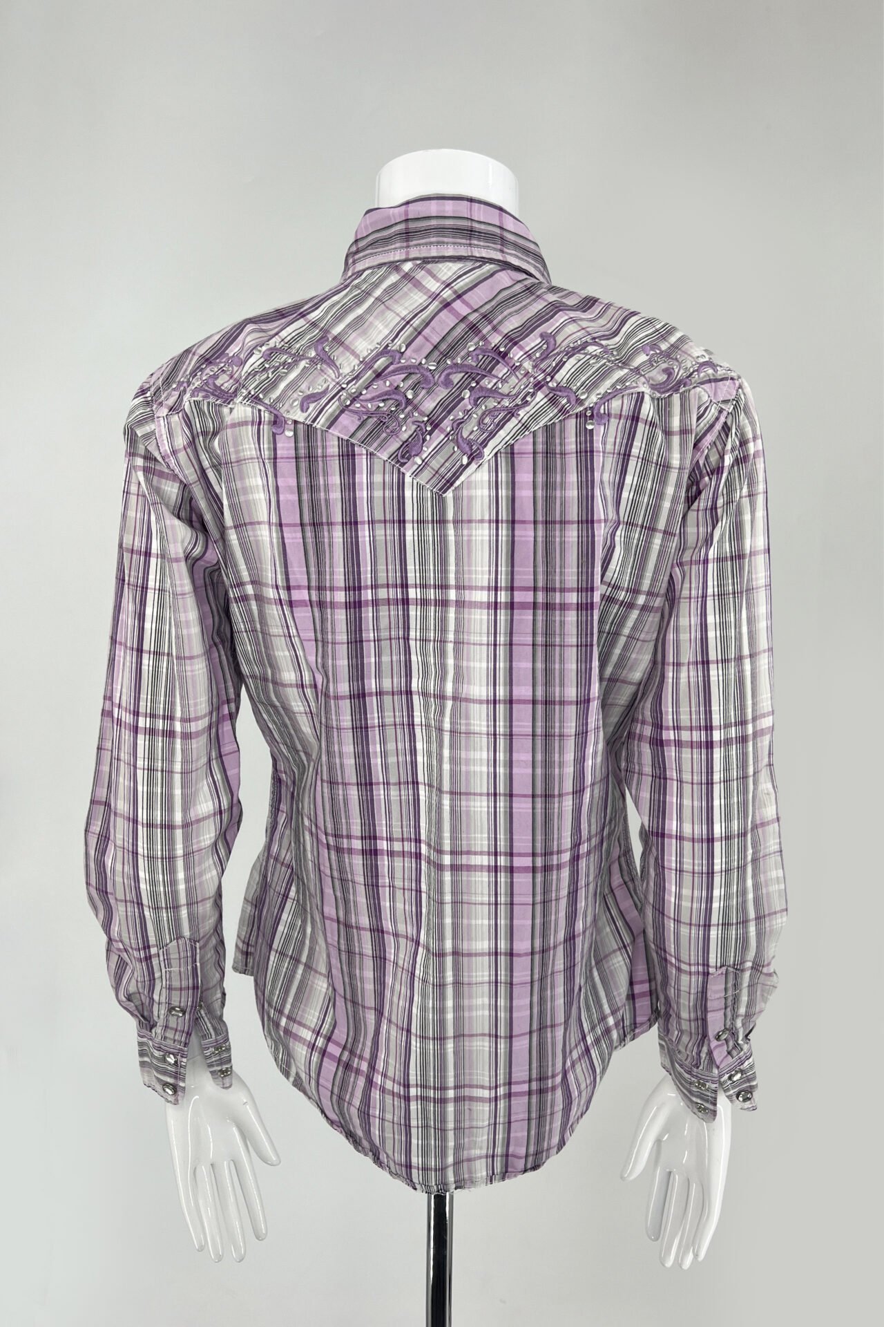 Cowgirl Hardware Plaid Embellished Button-Up Top – Purple – Size S - Image 2