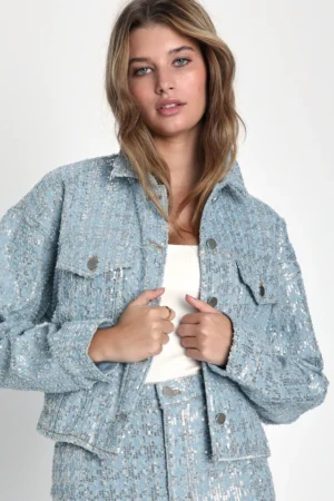 LULUS Long sleeve sequin Jacket -Size M